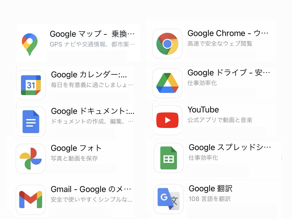 Googleアプリの説明